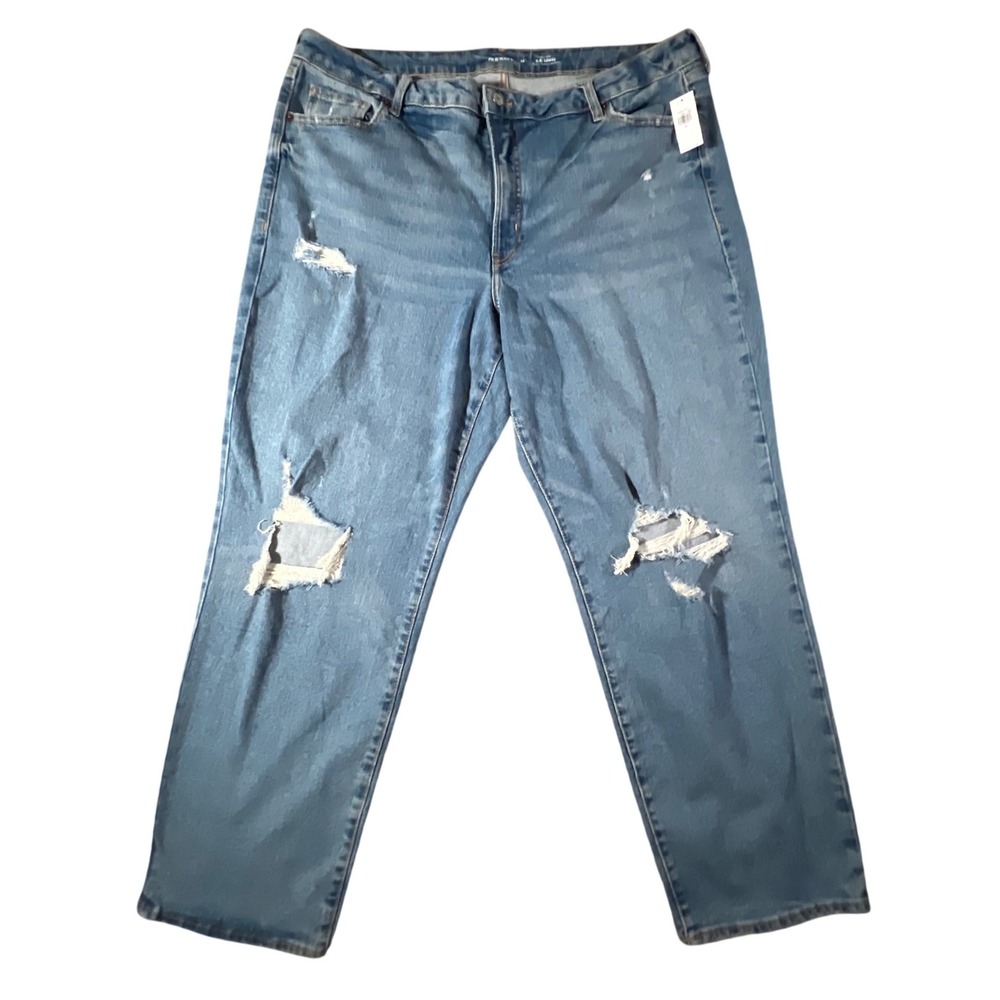 Old Navy O.G. Loose Jeans Women 24 Blue Dahlia High Rise Distressed Straight Leg